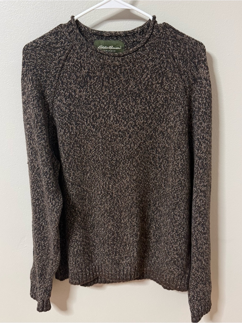 Men’s Eddie Bauer Med Cotton Vintage Sweater Brown Outdoor Classic Marled cozy